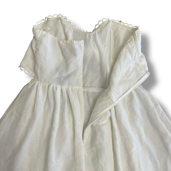 DO+BE White Strapless Sweetheart Mini Dress Medium NWT Tie Front Scallop Trim - Picture 6 of 11